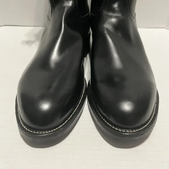VINTAGE Justin 8462 Roper Black Calfskin Leather Cowboy Boots USA Mens 13D - NWT